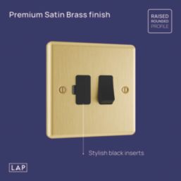 LAP  13A Switched Fused Spur  Satin Brass with Black Inserts
