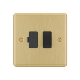 LAP  13A Switched Fused Spur  Satin Brass with Black Inserts