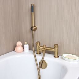ETAL Juke Brushed Brass 112mm Deck Mounted Dual Control Manual Shower Mixer Tap
