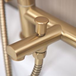 ETAL Juke Brushed Brass 112mm Deck Mounted Dual Control Manual Shower Mixer Tap