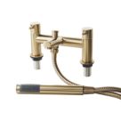 ETAL Juke Brushed Brass 112mm Deck Mounted Dual Control Manual Shower Mixer Tap