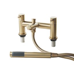 ETAL Juke Brushed Brass 112mm Deck Mounted Dual Control Manual Shower Mixer Tap