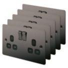 LAP  13A 2-Gang DP Switched Plug Sockets Black Nickel  with Black Inserts 5 Pack