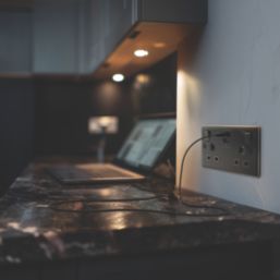 LAP  13A 2-Gang SP Switched Socket + 3A 45W 2-Outlet Type A & C USB Charger Matt Black with Black Inserts