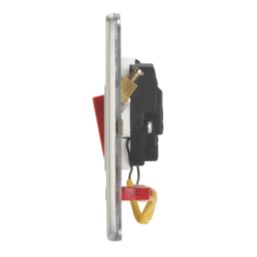 Contactum Lyric 32A 1-Gang DP Control Switch Brushed Steel with Neon with White Inserts