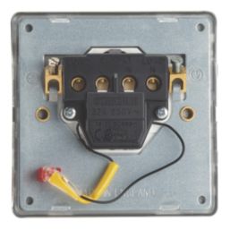 Contactum Lyric 32A 1-Gang DP Control Switch Brushed Steel with Neon with White Inserts