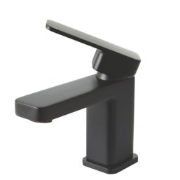 Highlife Bathrooms Fife Matt Black 137mm Cloakroom Lever Mono Basin Mixer Tap  With Clicker Waste