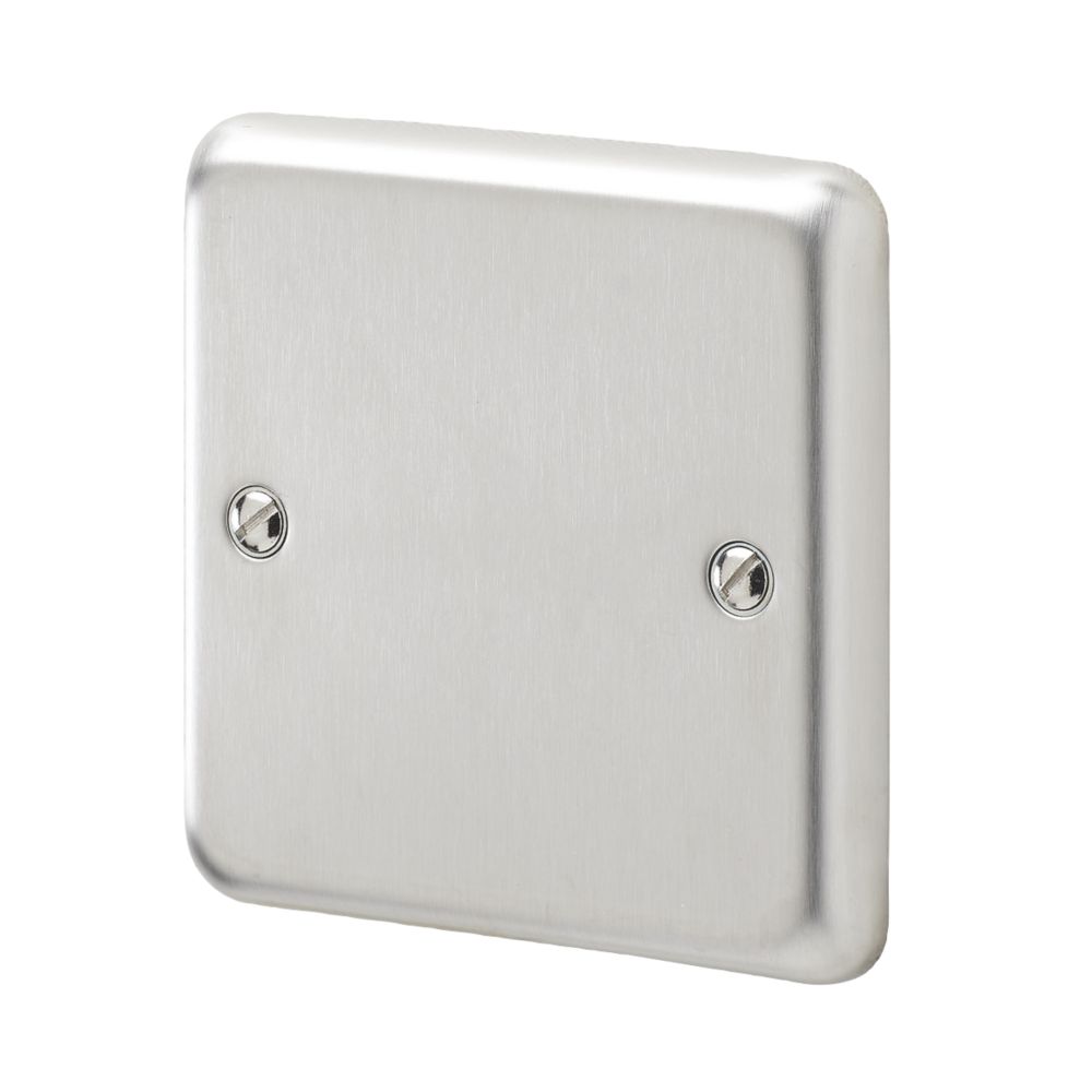 MK Contoura 1Gang Blanking Plate Brushed Stainless Steel Screwfix