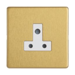 Contactum Lyric 5A 1-Gang Unswitched Round Pin Socket Brushed Brass with White Inserts
