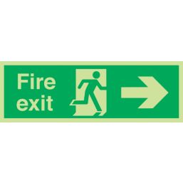 Nite-Glo  Photoluminescent "Fire Exit" Right Arrow Sign 150mm x 450mm