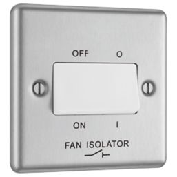 LAP  10AX 1-Gang 3-Pole Fan Isolator Switch Brushed Stainless Steel  with White Inserts