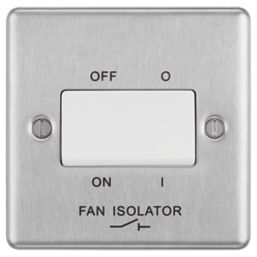 LAP  10AX 1-Gang 3-Pole Fan Isolator Switch Brushed Stainless Steel  with White Inserts