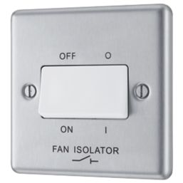 LAP  10AX 1-Gang 3-Pole Fan Isolator Switch Brushed Stainless Steel  with White Inserts