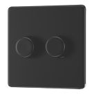 LAP  2-Gang 2-Way LED Dimmer Switch  Matt Black with Colour-Matched Inserts