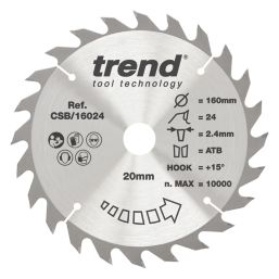 Trend CSB/16024 Wood Circular Saw Blade 160mm x 20mm 24T