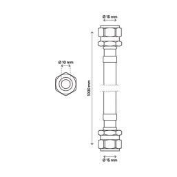 Hose Pipe 15mm x 15mm x 1000mm