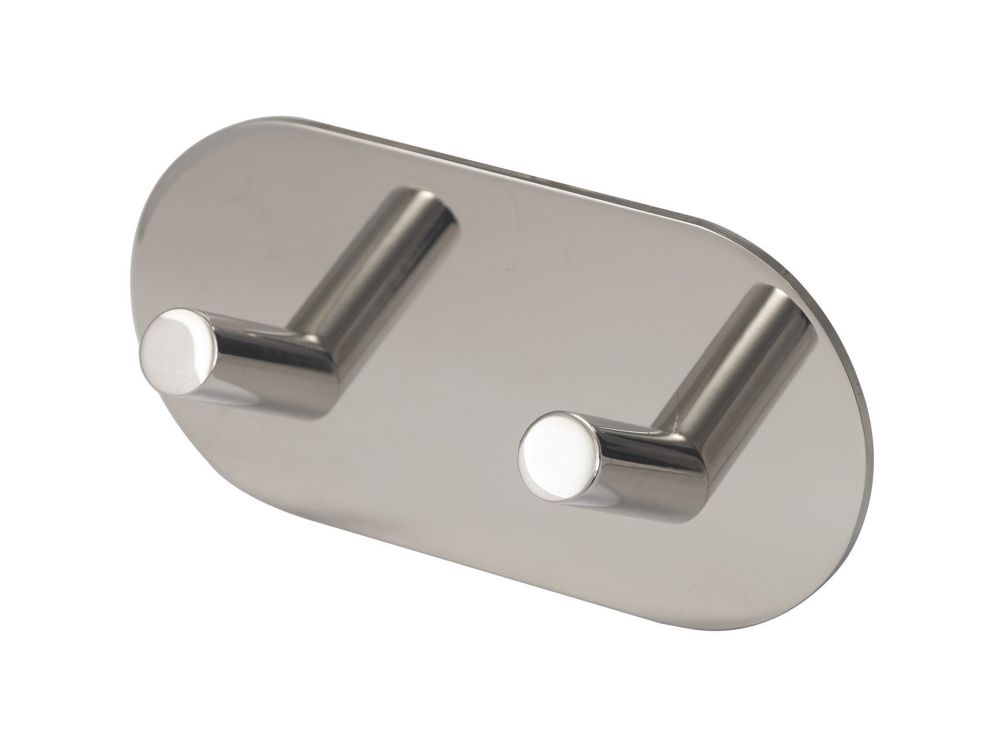 Eclipse 2-Hook Angled Coat Rail Polished Stainless Steel 96mm x 48mm ...