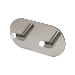 Eclipse 2-Hook Angled Coat Rail Polished Stainless Steel 96mm x 48mm