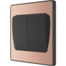 British General Evolve 20A 16AX 2-Gang 2-Way Wide Rocker Light Switch  Copper with Black Inserts