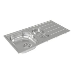 Carysil KD150 / HS605 1.5 Bowl Stainless Steel Inset Kitchen Sink & Tap Pack 965mm x 500mm