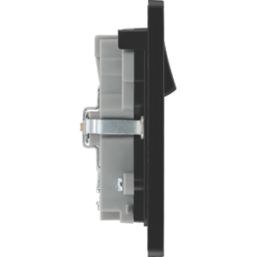 British General Evolve 13A 2-Gang SP Switched Socket + 3.1A 15.5W 2-Outlet Type A USB Charger Black Chrome with Black Inserts