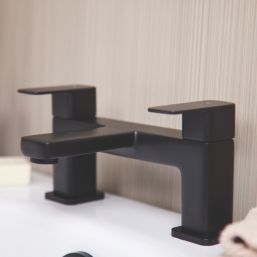 ETAL Lanza Matt Black 174mm Deck Mounted Lever 2 Tap Holes Bath Mixer Tap