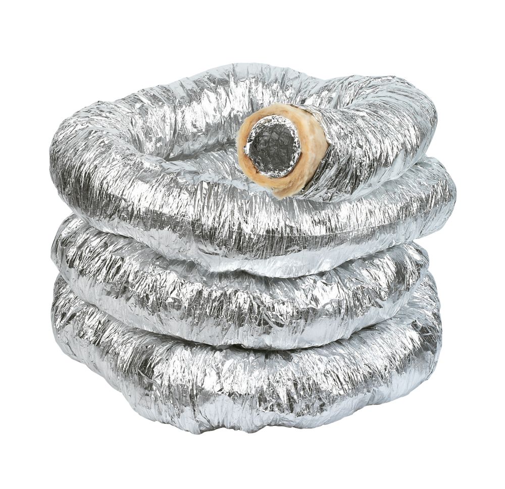 Manrose Aluminium Insulated Flexible Ducting Hose Silver 10m x 102mm
