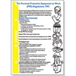 "The Personal Protective Equipment At Work Regulations" Poster 600mm x 420mm