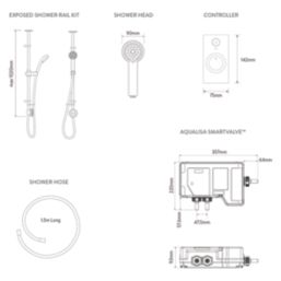 Aqualisa Visage Q HP/Combi Ceiling-Fed Chrome Thermostatic Single Outlet Exposed Smart Shower with Adjustable Head
