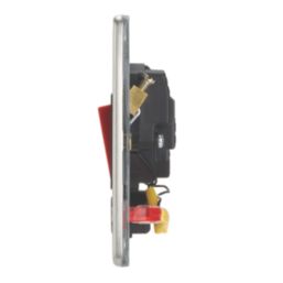 Contactum Lyric 32A 1-Gang DP Control Switch & Flex Outlet Brushed Steel with Neon with Black Inserts