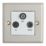 Contactum iConic 1-Gang Coaxial TV / FM & Satellite Socket Brushed Steel with White Inserts