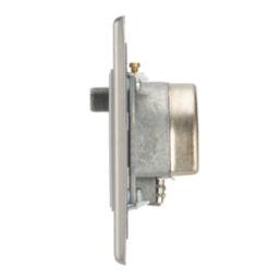 Contactum iConic 1-Gang Coaxial TV / FM & Satellite Socket Brushed Steel with White Inserts