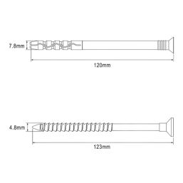 Easyfix  Nylon & Steel Countersunk Head Hammer Fixings 8mm x 120mm 10 Pack
