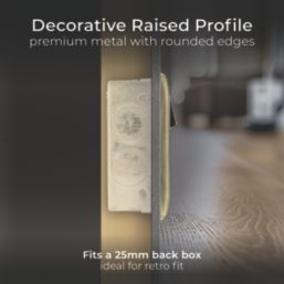 British General Nexus Metal 13A 2-Gang DP Switched Plug Sockets Antique Brass  with Black Inserts 5 Pack