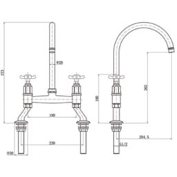 ETAL  Alton Deck Mounted Cross Head Bridge Mixer Chrome