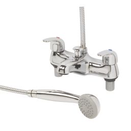 Swirl Conventional Chrome 92mm Deck Mounted Dual Control Manual Shower Mixer Tap