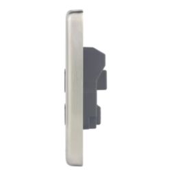 Hager Sollysta WRS51BSB 5A 1-Gang Unswitched Round Pin Socket Brushed Steel with Black Inserts