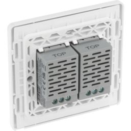 British General Evolve 2-Gang 2-Way LED Double Secondary Touch Trailing Edge Dimmer Switch  Pearlescent White with White Inserts