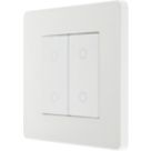 British General Evolve 2-Gang 2-Way LED Double Secondary Touch Trailing Edge Dimmer Switch  Pearlescent White with White Inserts