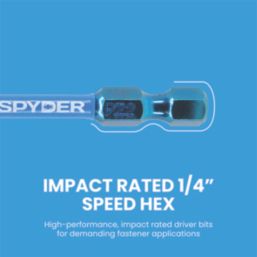 Spyder Mach-Blue 1/4" 50mm Hex Shank PZ2 Impact Driver Bits
 5 Pack
