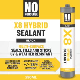 No Nonsense X8 Hybrid Sealant & Adhesive Black 290ml