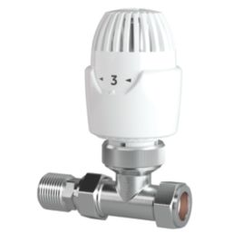 Drayton RT212 15mm x 1/2" White/Chrome Straight Traditional Thermostatic Radiator Valve Head & Body
