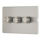 Contactum Lyric 3-Gang 2-Way LED Dimmer Switch  Brushed Steel