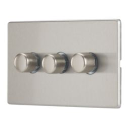 Contactum Lyric 3-Gang 2-Way LED Dimmer Switch  Brushed Steel