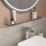 Elland Brushed Chrome Steel & Glass Bathroom Shelf 600mm x 120mm x 20mm
