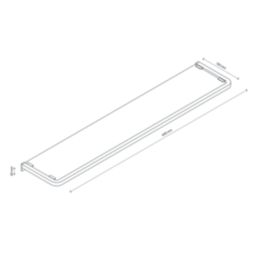 Elland Brushed Chrome Steel & Glass Bathroom Shelf 600mm x 120mm x 20mm