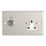 Contactum iConic 13A Key Switch 1-Gang 2-Pole Switched Socket Brushed Steel with White Inserts