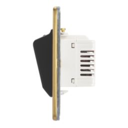 Contactum Lyric 10AX Key Card Switch Brushed Brass with Black Inserts