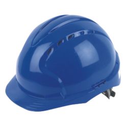 JSP EVO2 Mid Peak Slip-Ratchet Vented Safety Helmet Blue
