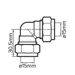 Flomasta  Brass Compression Equal 90° Elbows 15mm 2 Pack